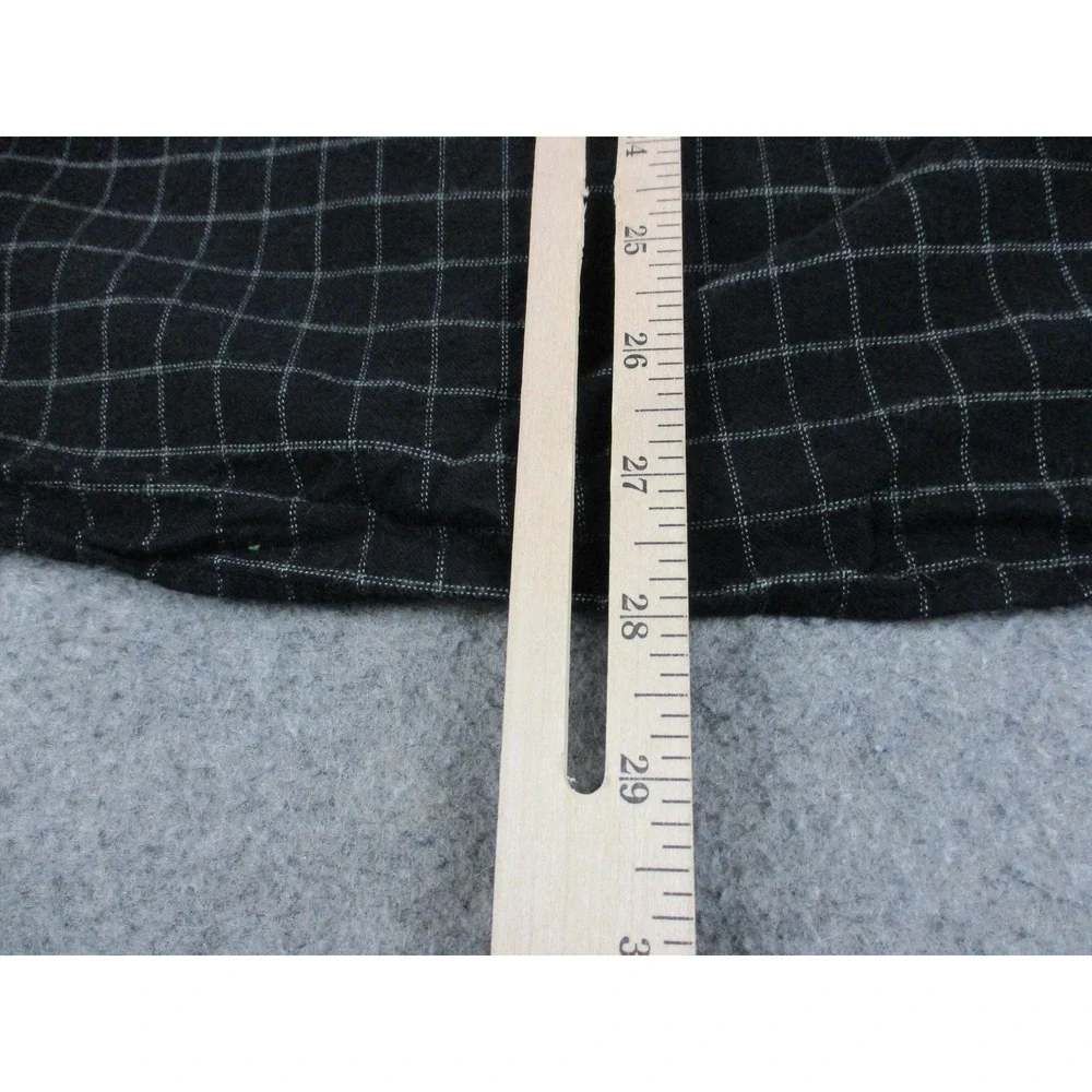 COS Shirt Mens Medium Black Check Flannel Button Up Band Collared Long Sleeve